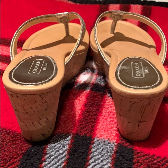 Coach Jorgina embossed wedge cork thong sandals 7 - Picture 5 of 7